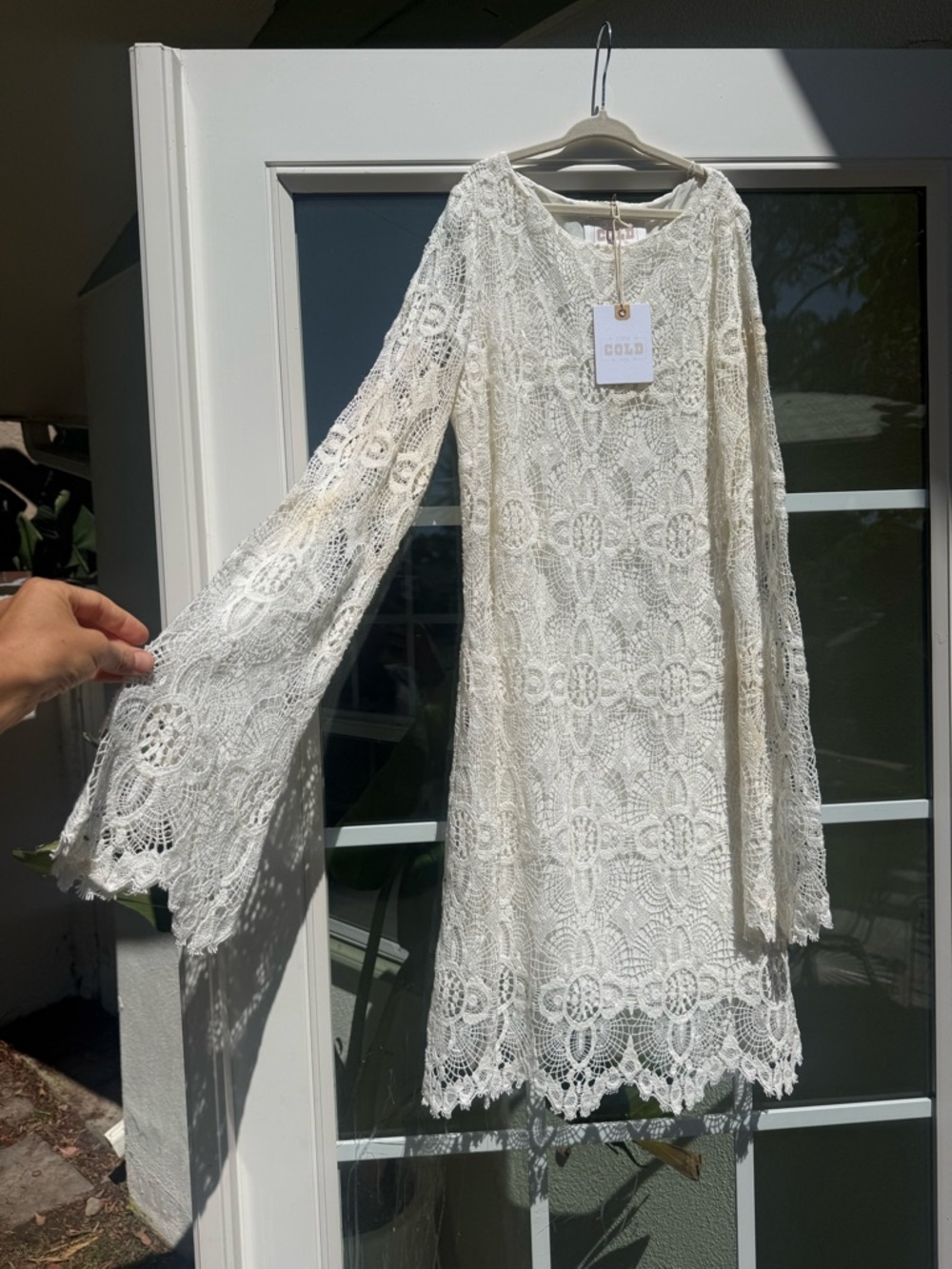 Stone cold fox crochet cream  Bell-Sleeve Dress fits so perfect